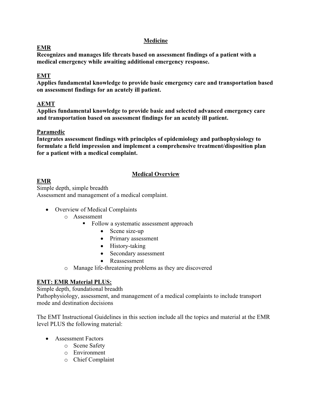 Medicine EMR Recognizes and Manages Life Threats Based on Assessment Findings of a Patient with a Medical Emergency While Awaiting Additional Emergency Response