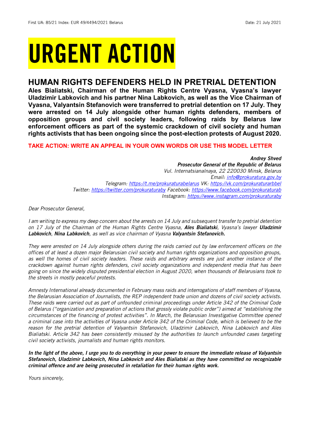 Human Rights Defenders Held in Pretrial Detention