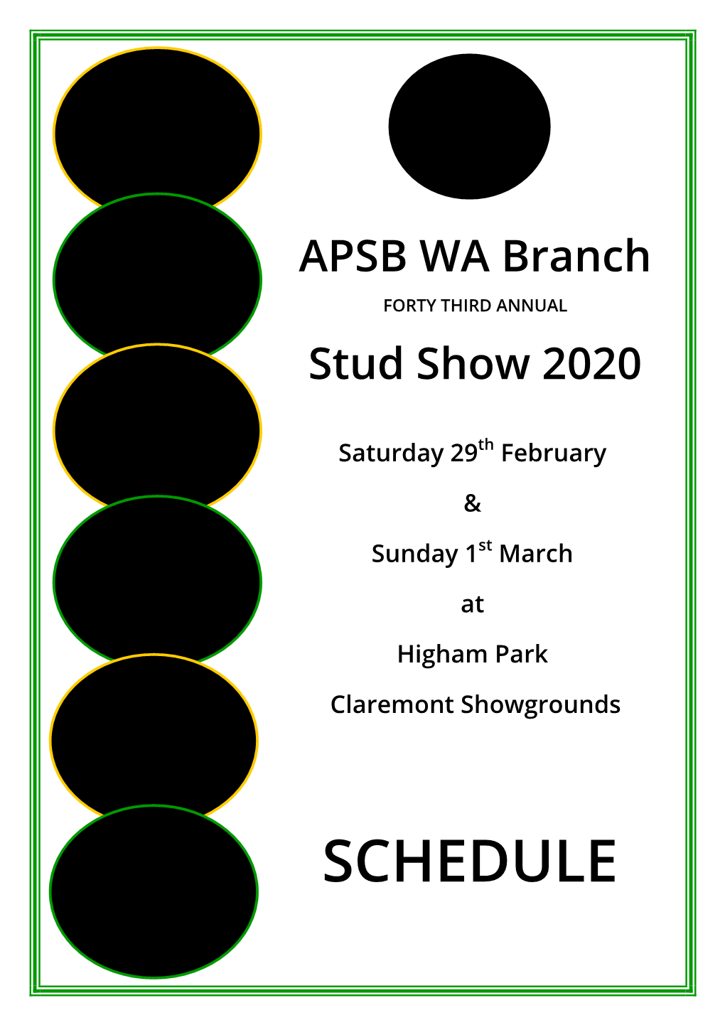 SCHEDULE Australian Pony Stud Book Society Schedule for 2020 Annual Show