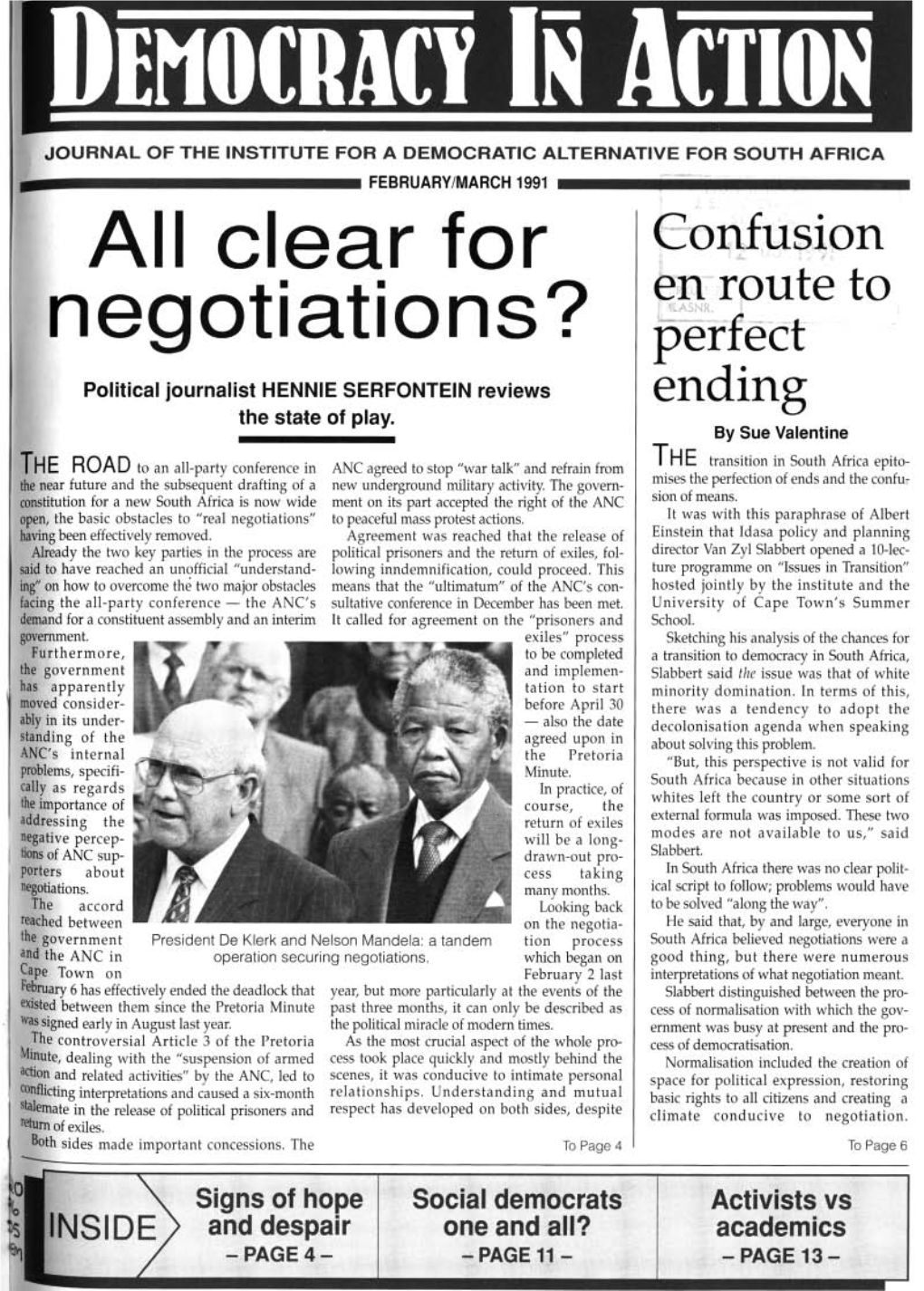 Clear for Negotiations?
