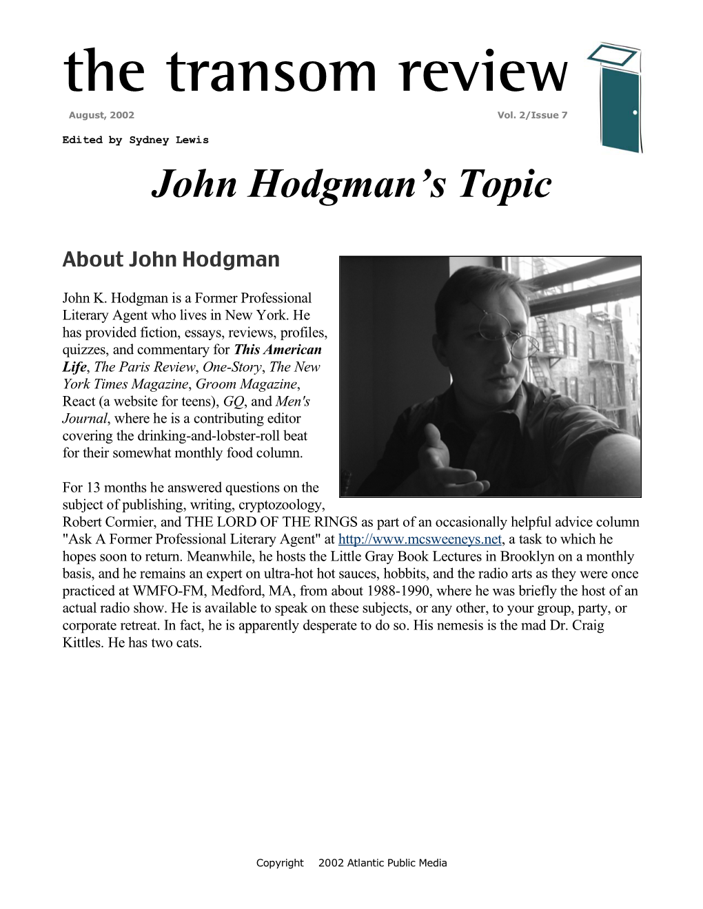 John Hodgman's Topic