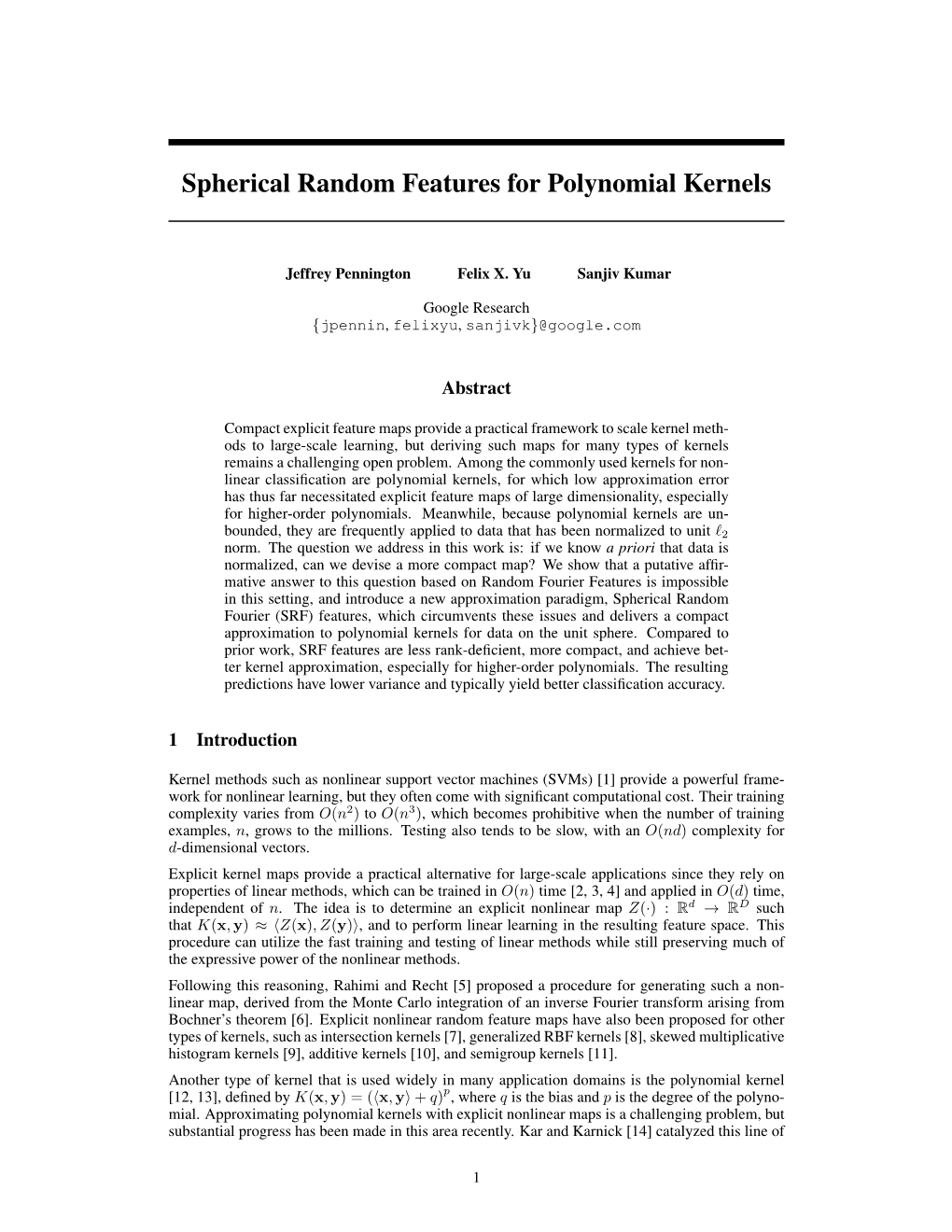Spherical Random Features for Polynomial Kernels