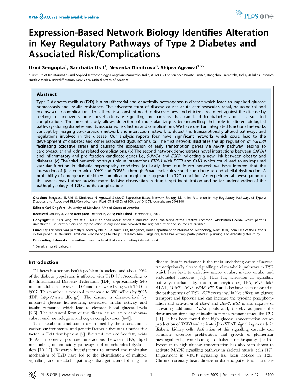 Expression-Based Network Biology Identifies Alteration in Key Regulatory Pathways of Type 2 Diabetes and Associated Risk/Complications