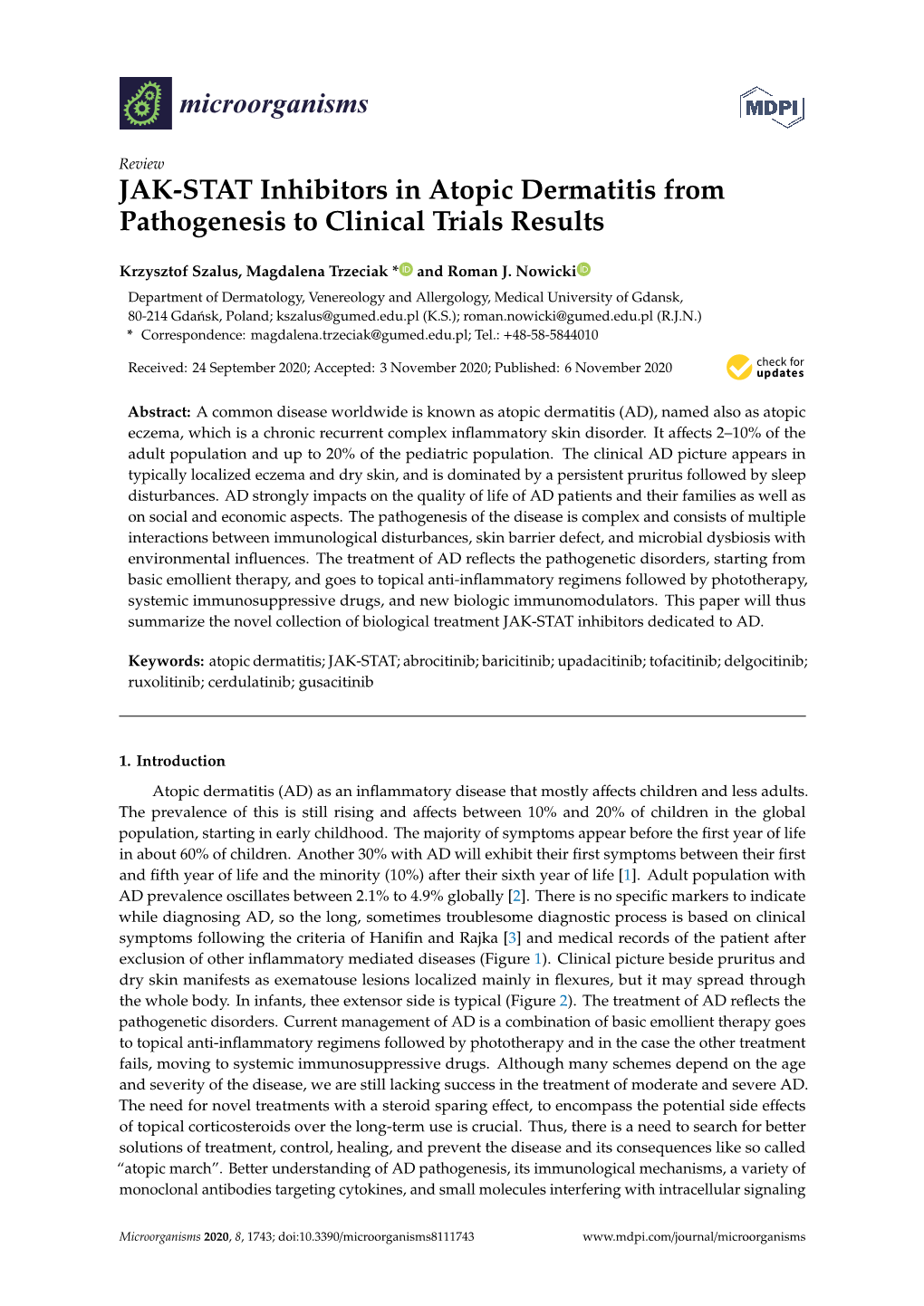 JAK-STAT Inhibitors in Atopic Dermatitis from Pathogenesis to Clinical Trials Results