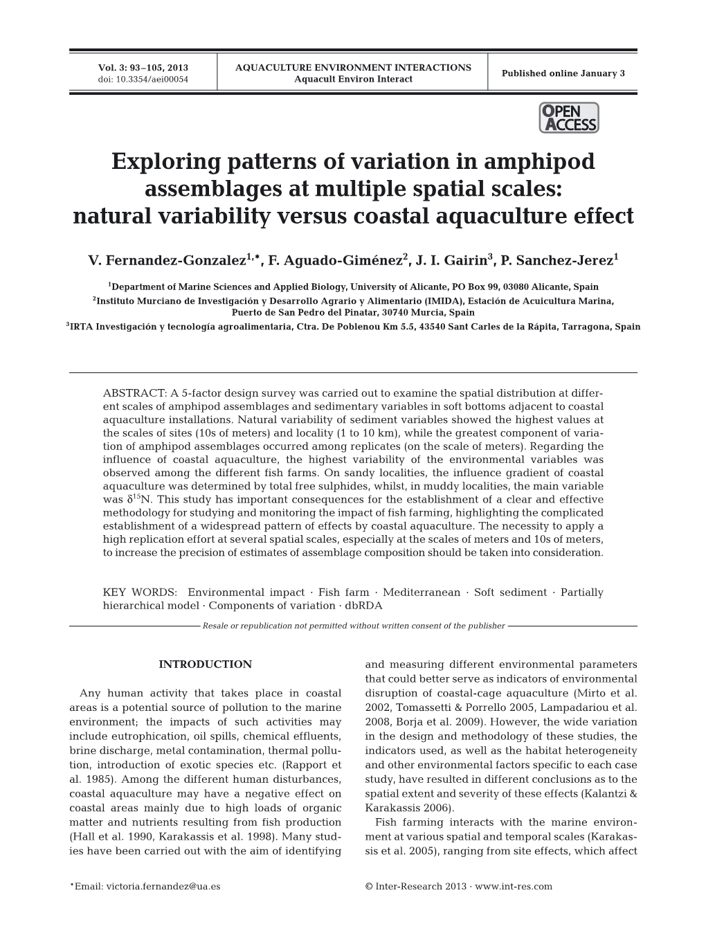 Exploring Patterns of Variation in Amphipod Assemblages at Multiple Spatial Scales: Natural Variability Versus Coastal Aquaculture Effect