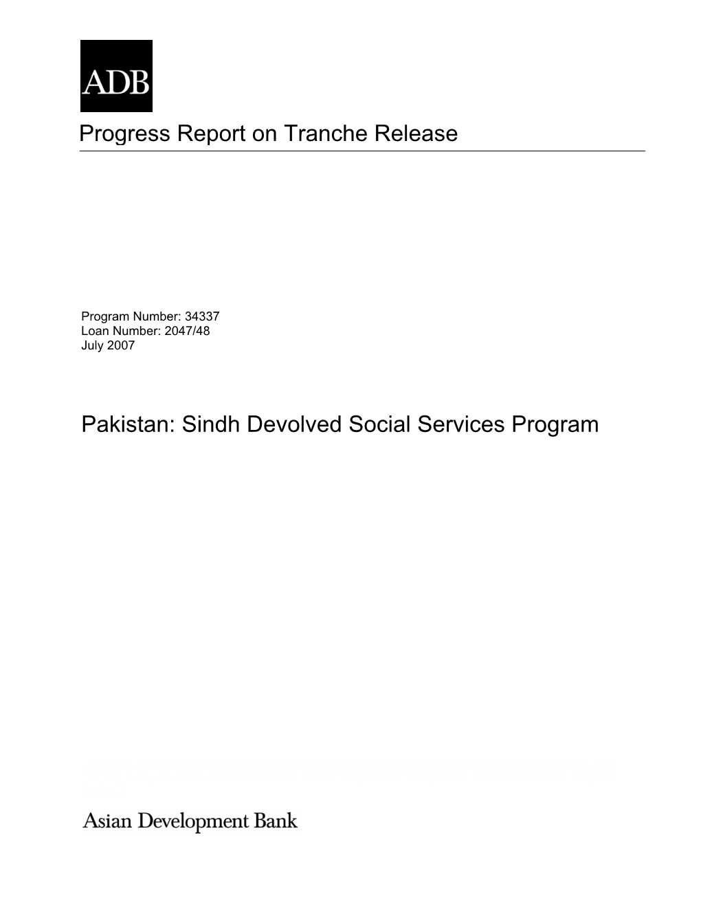 Pakistan: Sindh Devolved Social Services Program