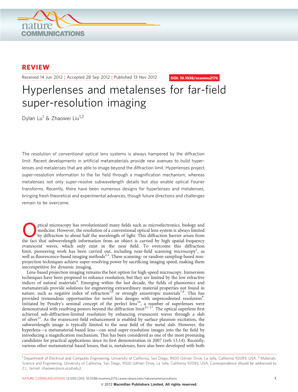Hyperlenses and Metalenses for Far-Field Super-Resolution Imaging