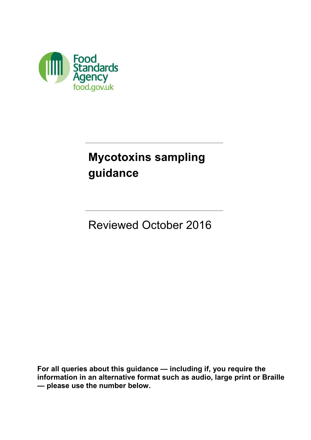 Mycotoxins Sampling Guidance