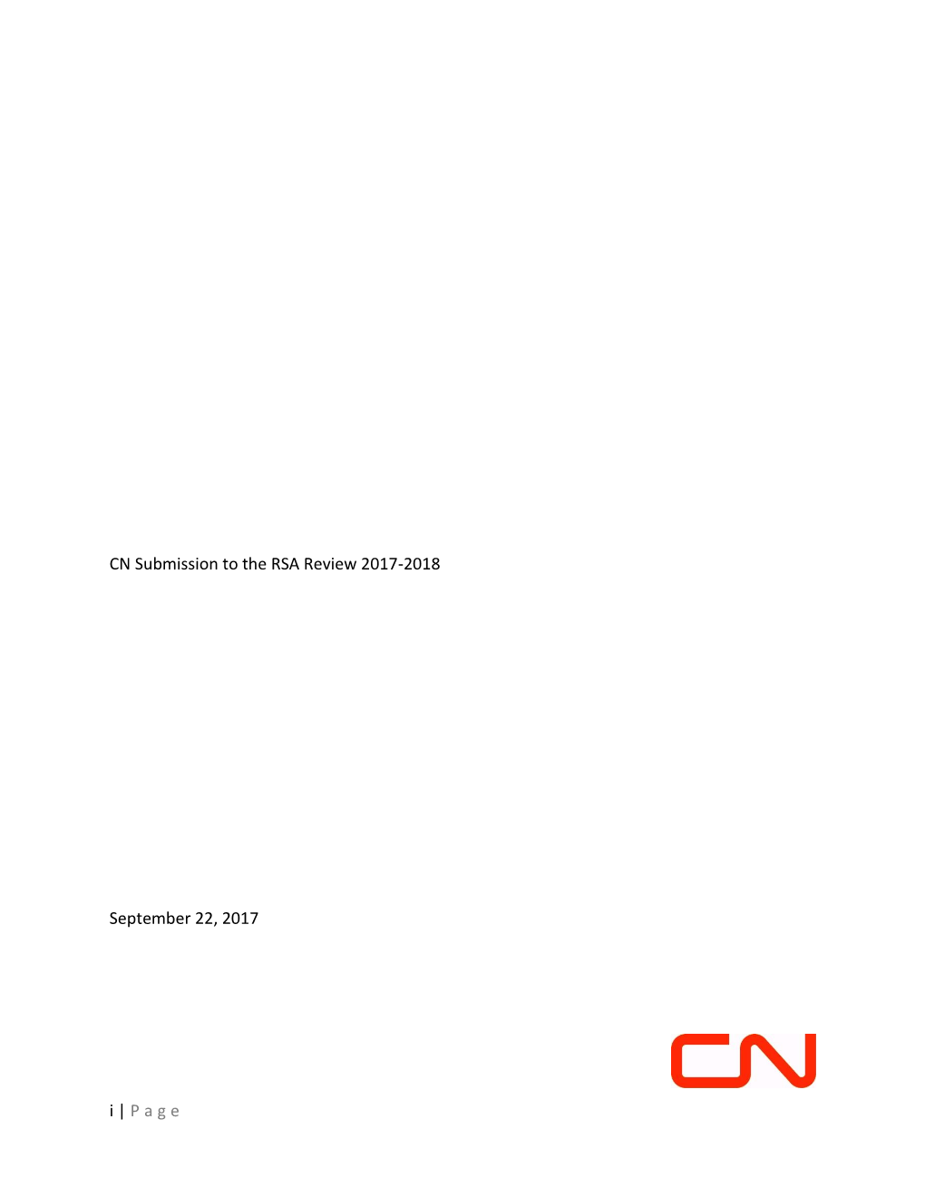 I | Page CN Submission to the RSA Review 2017-2018 September 22, 2017