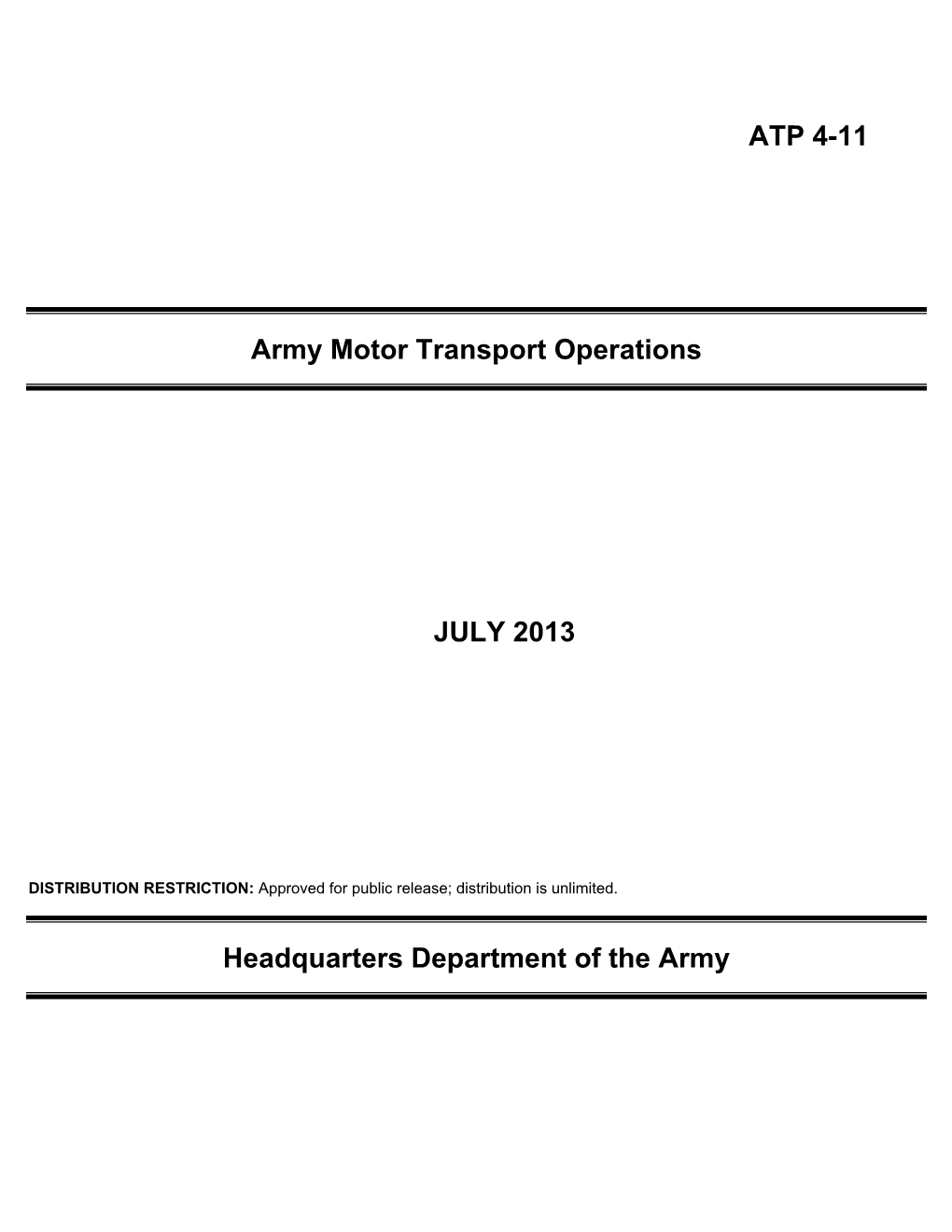 ATP 4-11 Army Motor Transport Operations JULY 2013