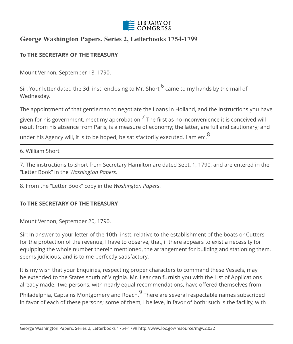 George Washington Papers, Series 2, Letterbooks 1754-1799