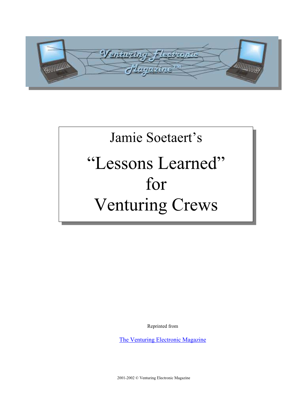 “Lessons Learned” for Venturing Crews