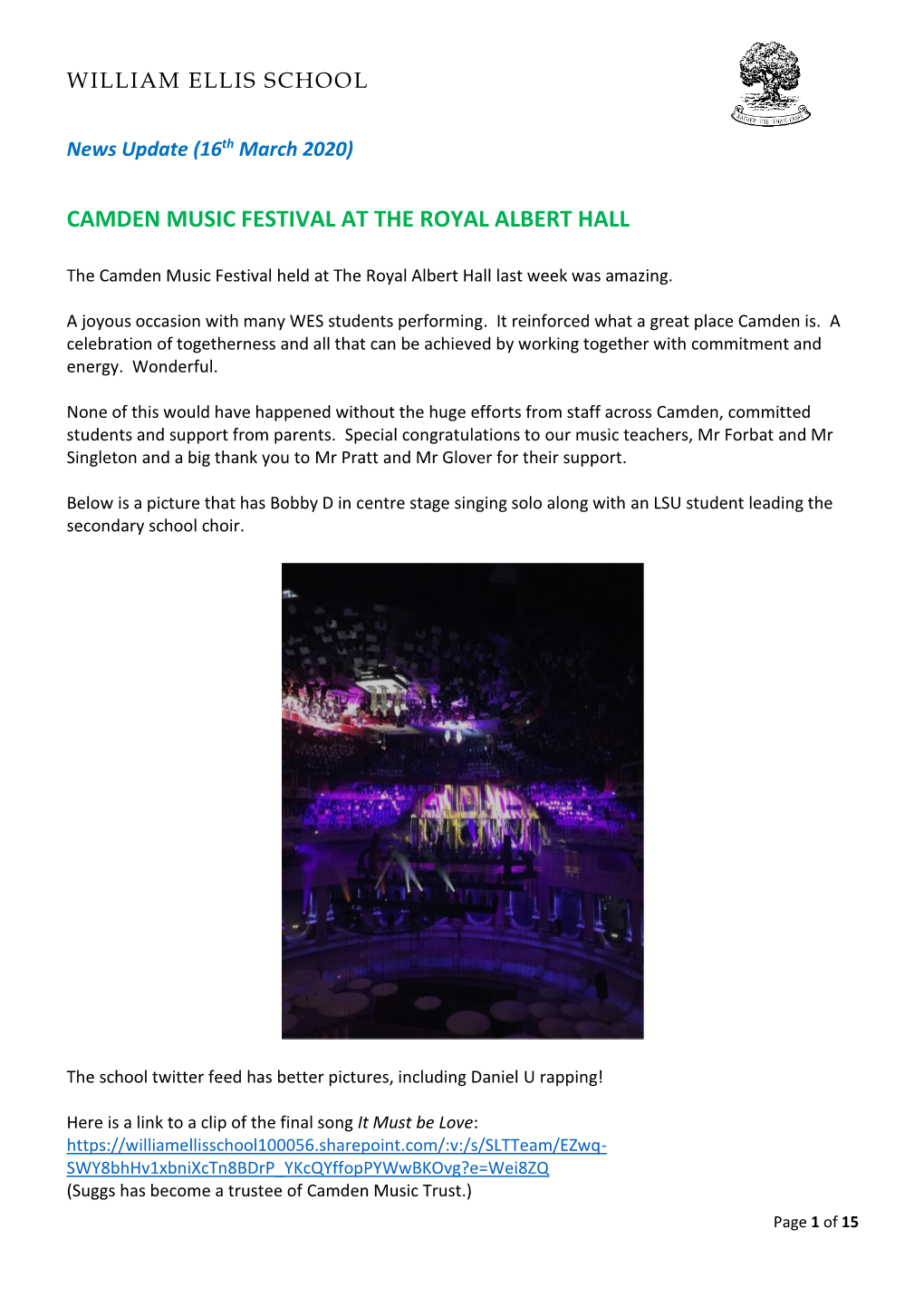 Camden Music Festival at the Royal Albert Hall