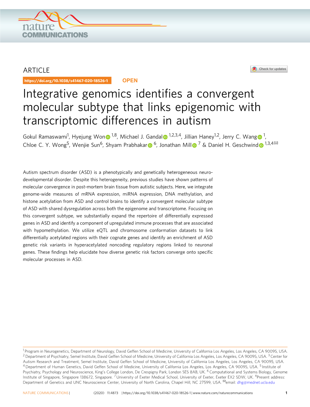 Integrative Genomics Identifies a Convergent Molecular Subtype That