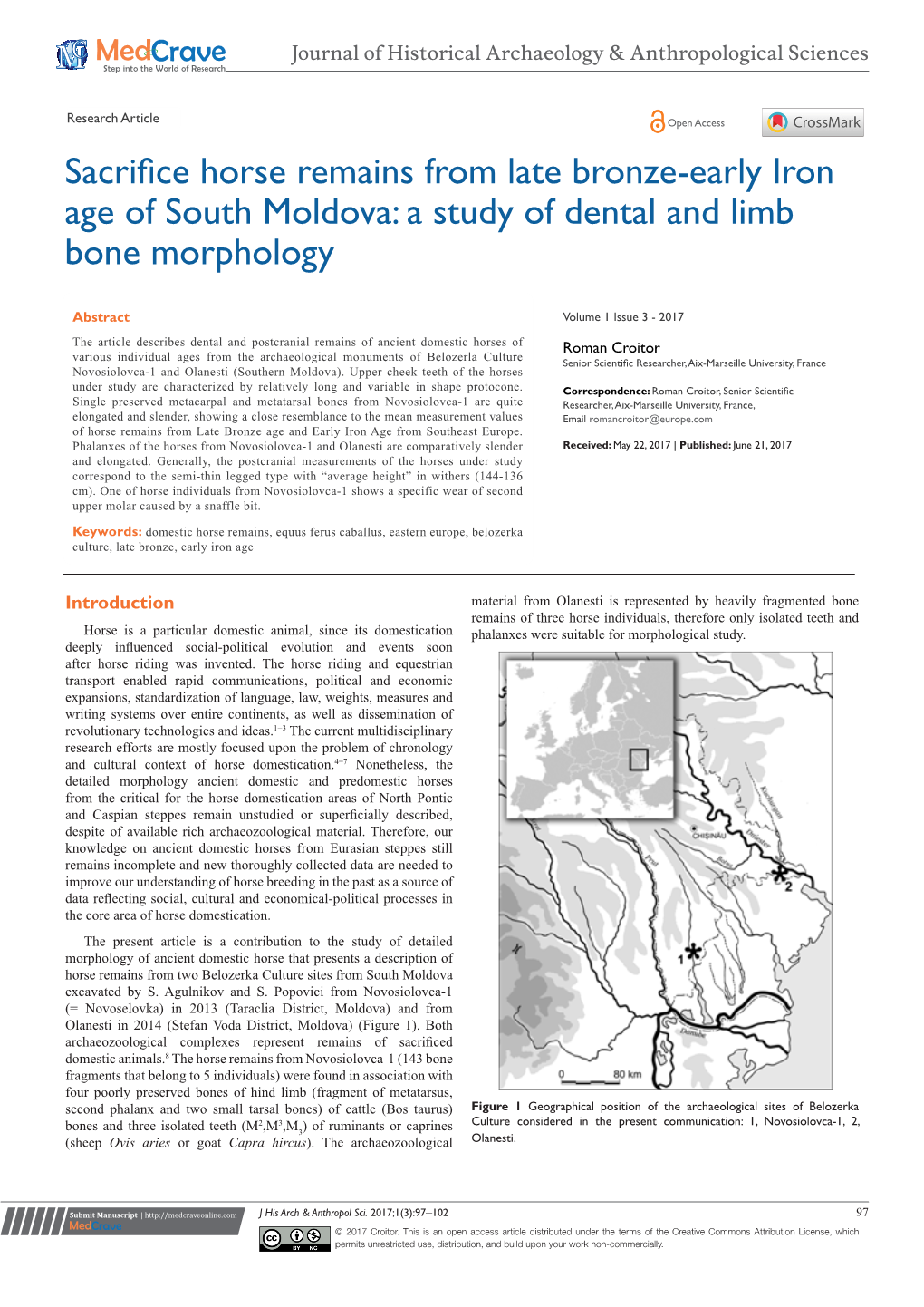 Sacrifice Horse Remains from Late Bronze-Early Iron Age of South Moldova: a Study of Dental and Limb Bone Morphology