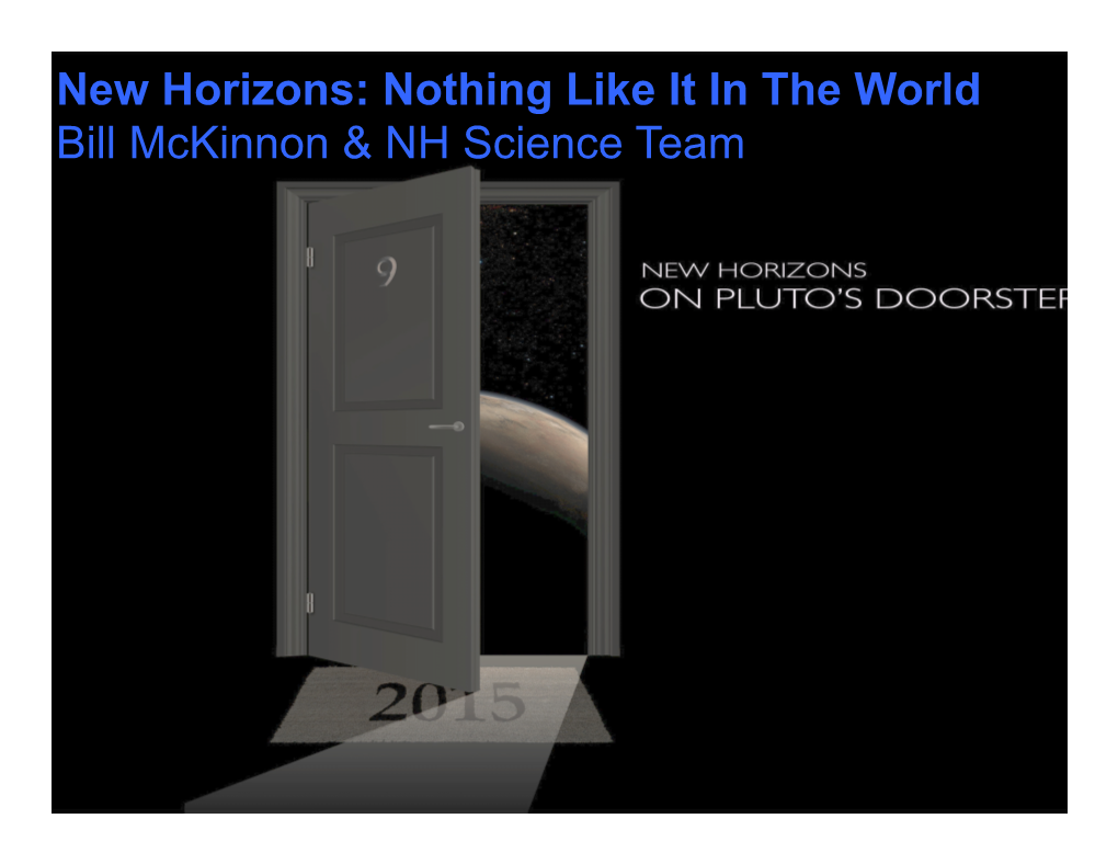 New Horizons: Nothing Like It in the World Bill Mckinnon & NH Science