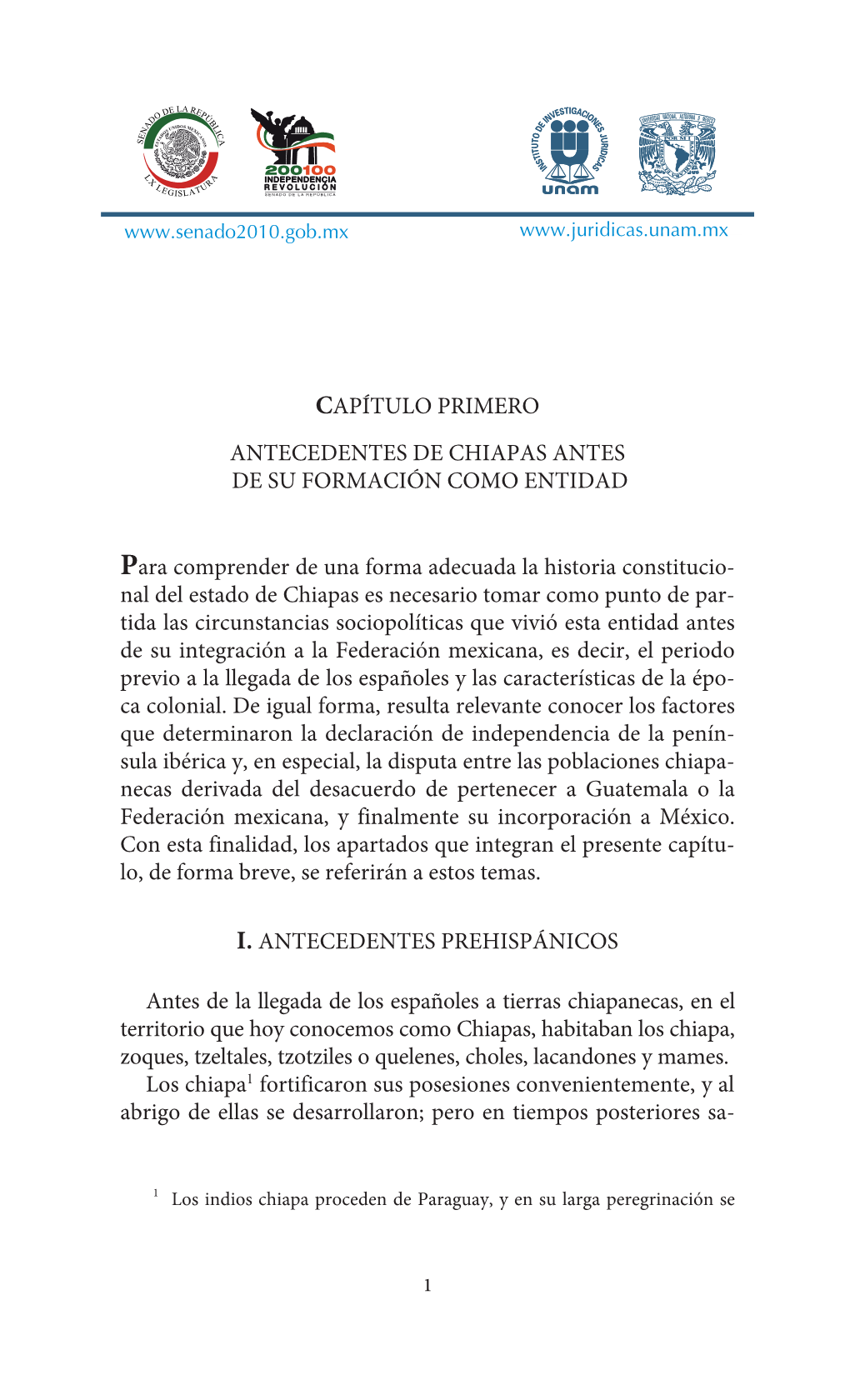 Capítulo Primero Antecedentes De Chiapas Antes De Su Formación Como Entidad
