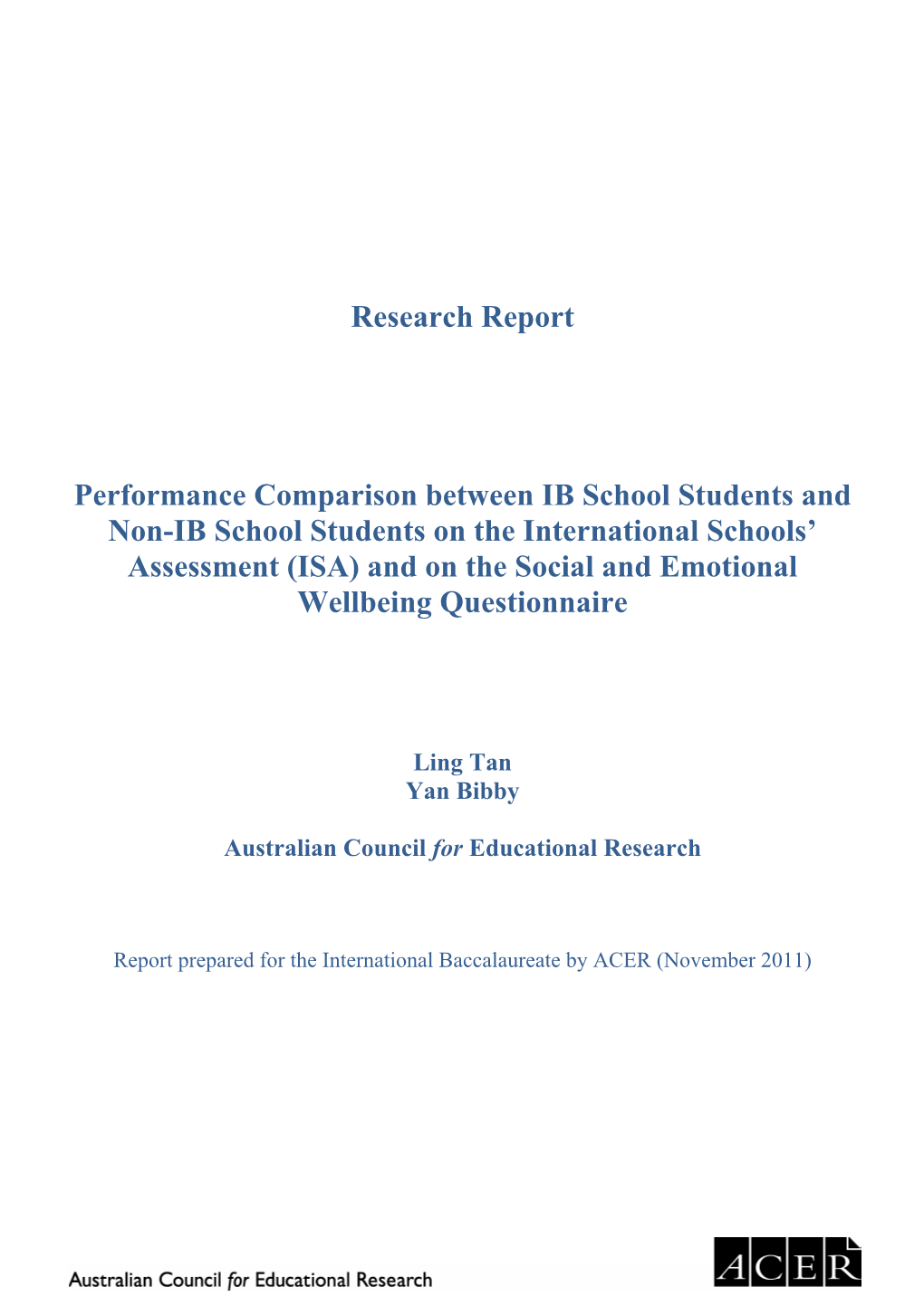 Research Report Performance Comparison Between IB School