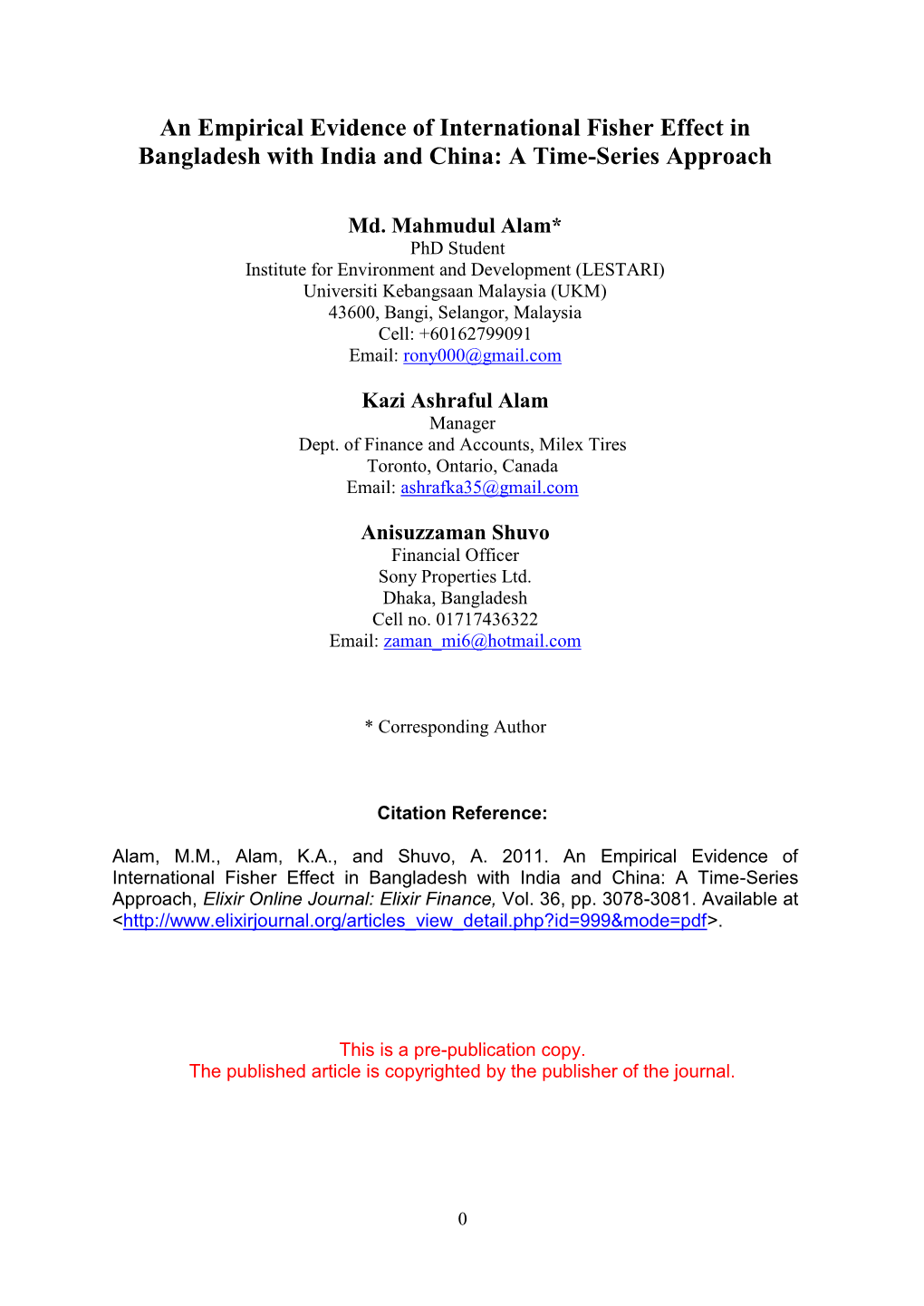 An Empirical Evidence of International Fisher Effect in Bangladesh with India and China: a Time-Series Approach