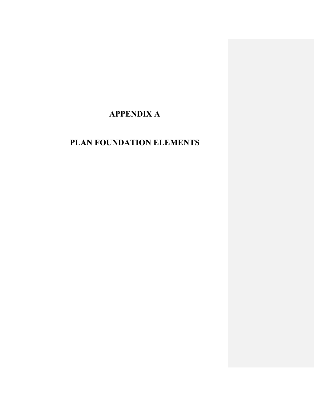 Appendix a Plan Foundation Elements