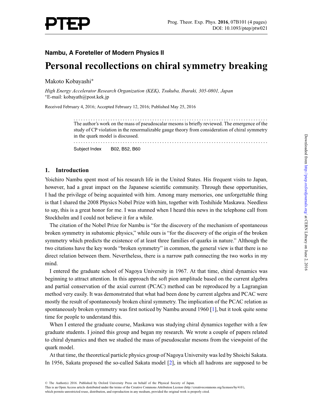 Personal Recollections on Chiral Symmetry Breaking