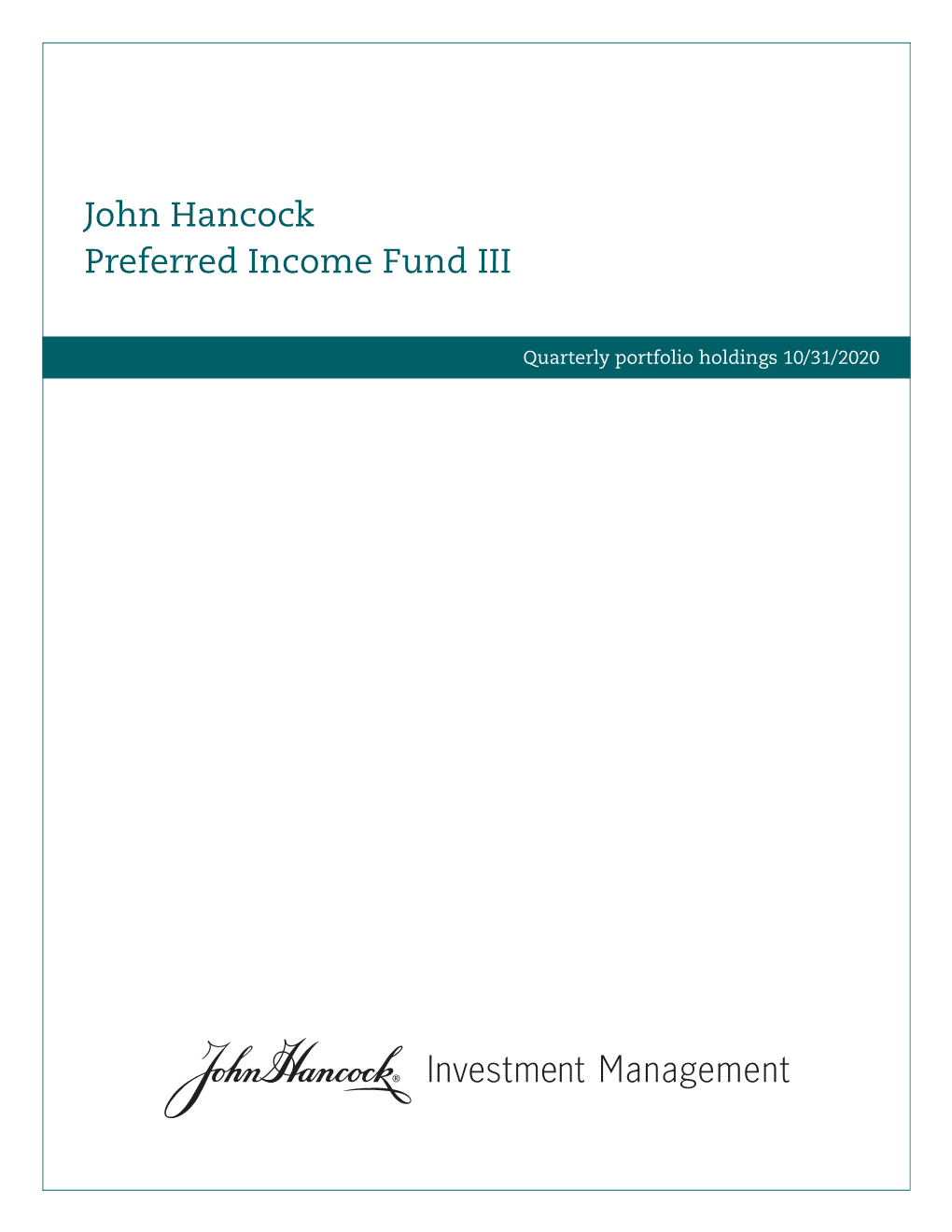 John Hancock Preferred Income Fund III