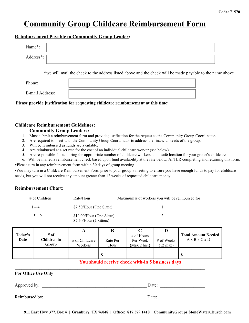 Community Group Childcare Reimbursement Form