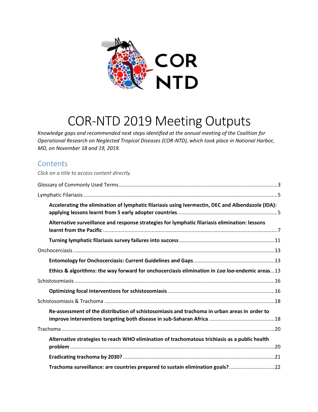 COR-NTD 2019 Meeting Outputs
