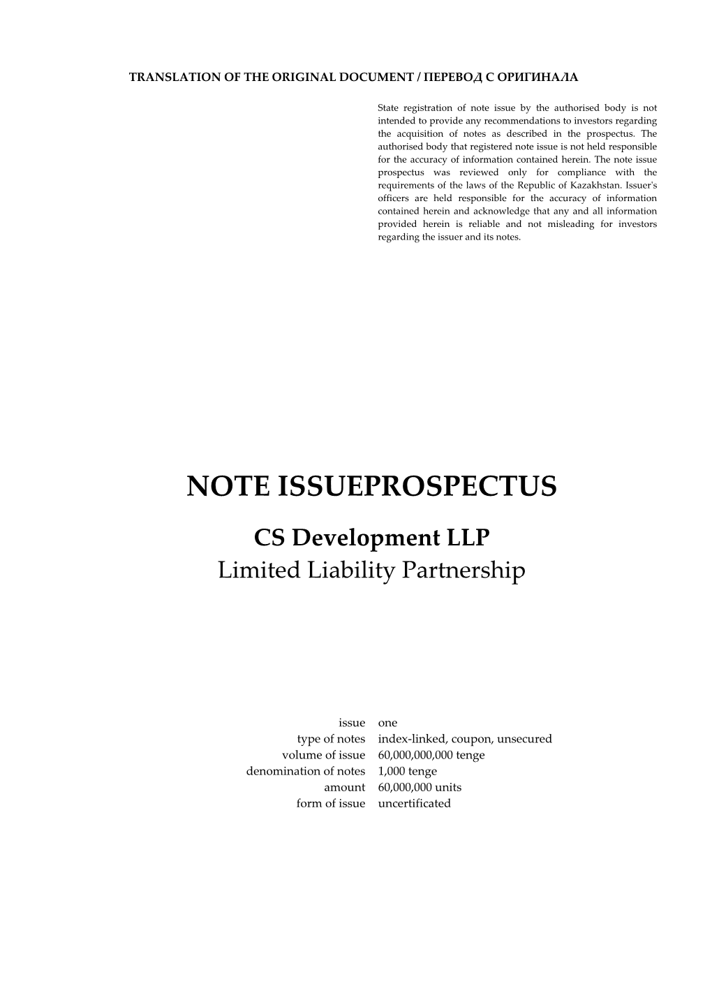 Note Issueprospectus