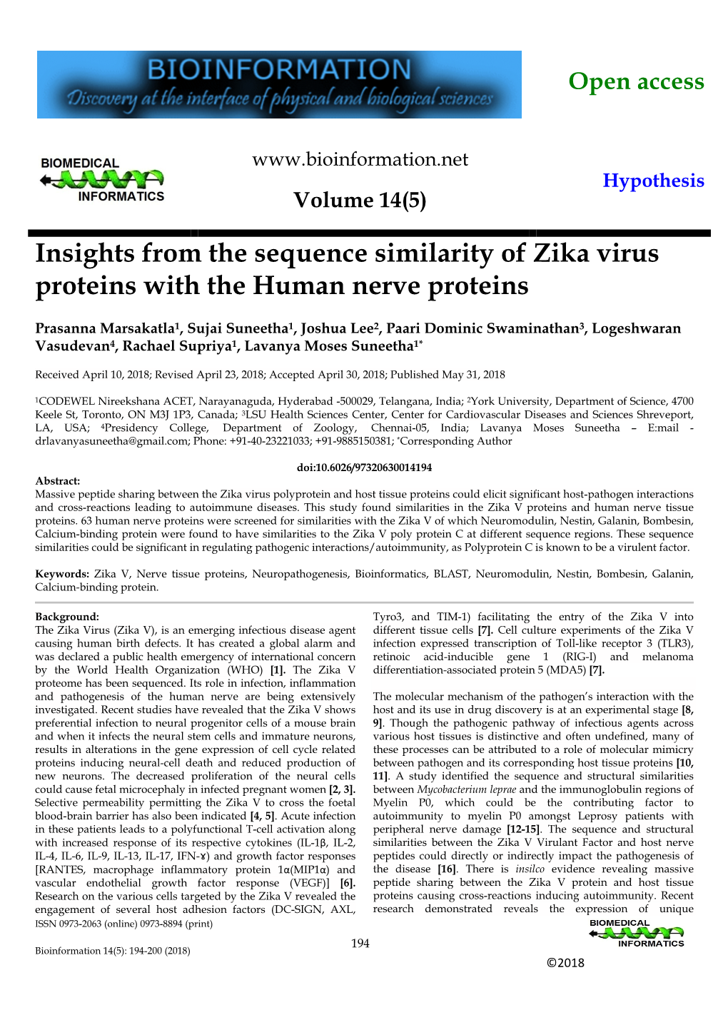 Insights from the Sequence Similarity of Zika Virus Proteins with the Human Nerve Proteins