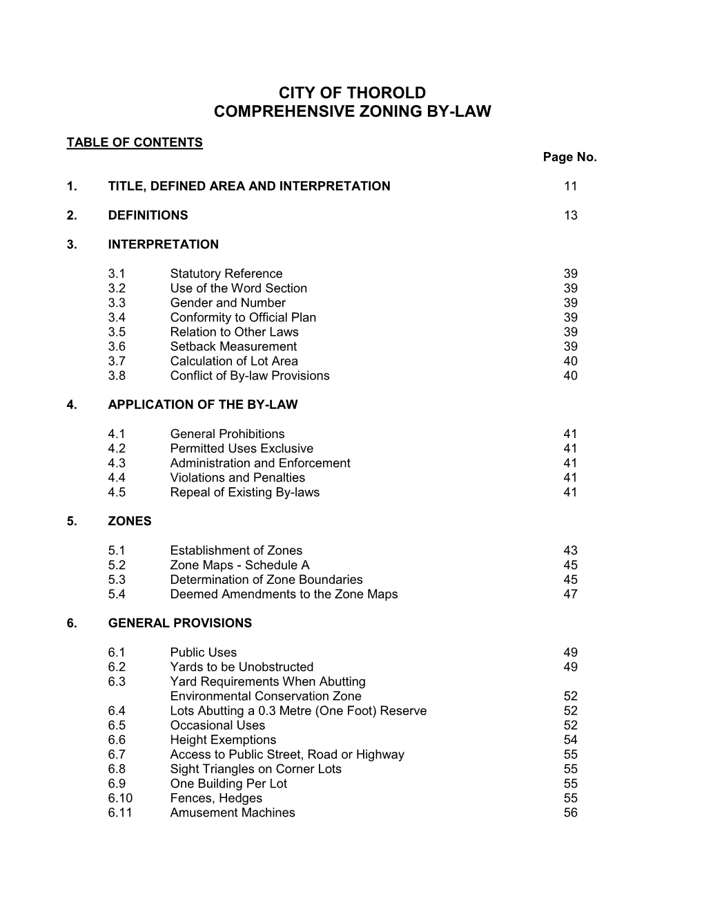 City of Thorold Comprehensive Zoning By-Law