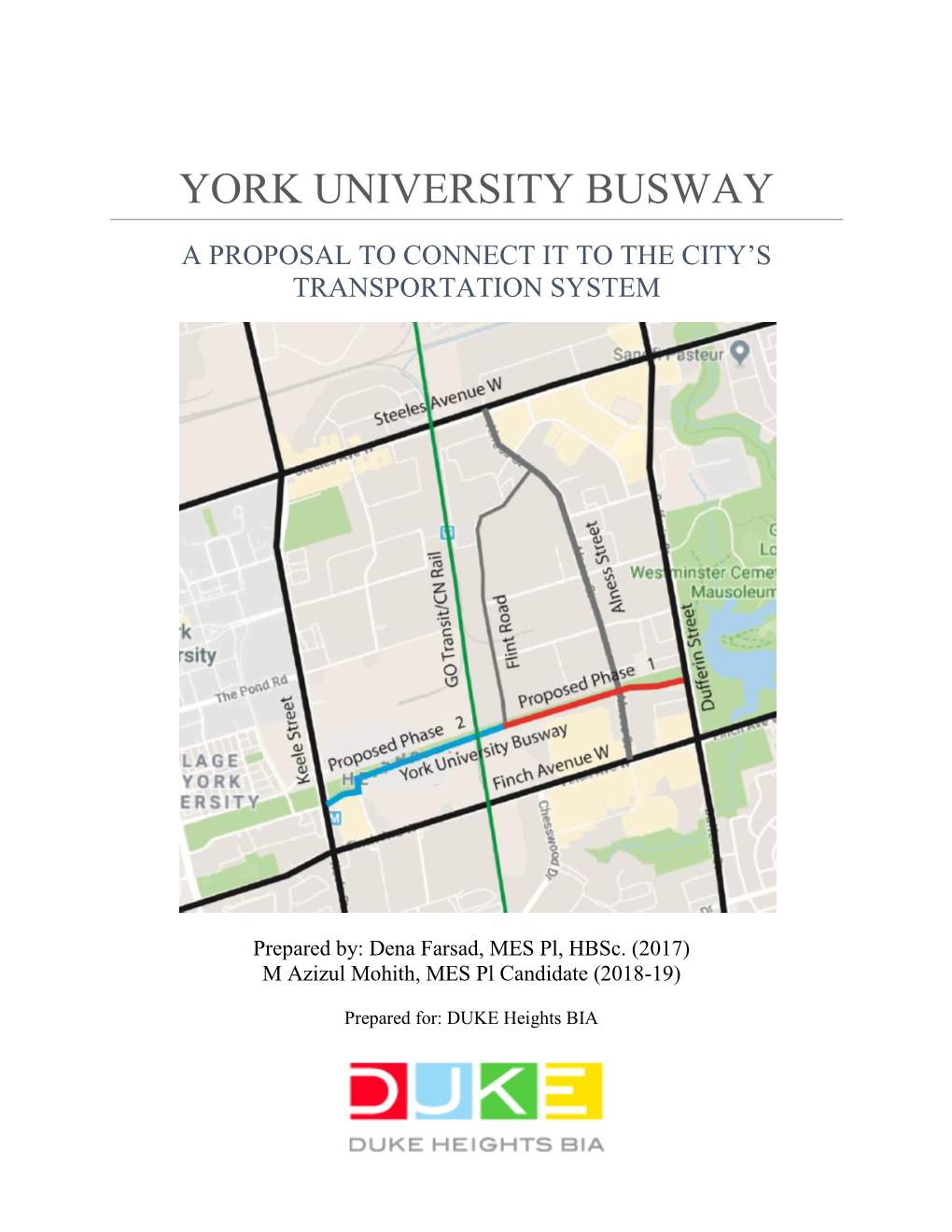 York University Busway – DHBIA Recommendations