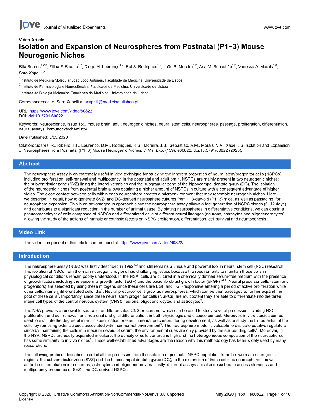 Isolation and Expansion of Neurospheres from Postnatal (P1−3) Mouse Neurogenic Niches