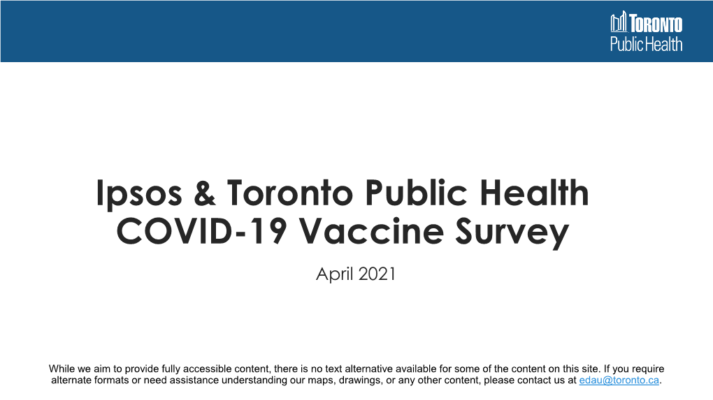 Ipsos & Toronto Public Health COVID-19 Vaccine Survey