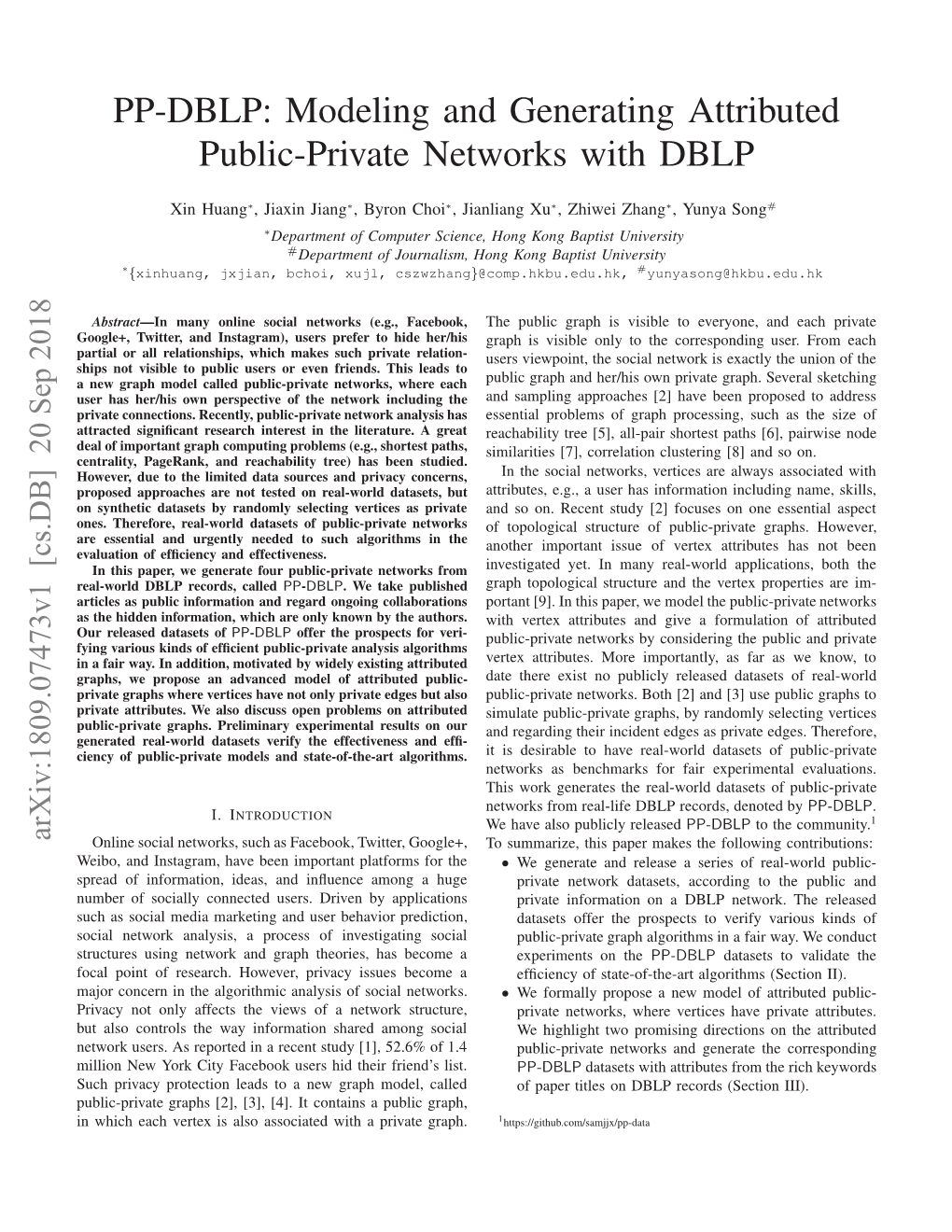 PP-DBLP: Modeling and Generating Attributed Public-Private Networks