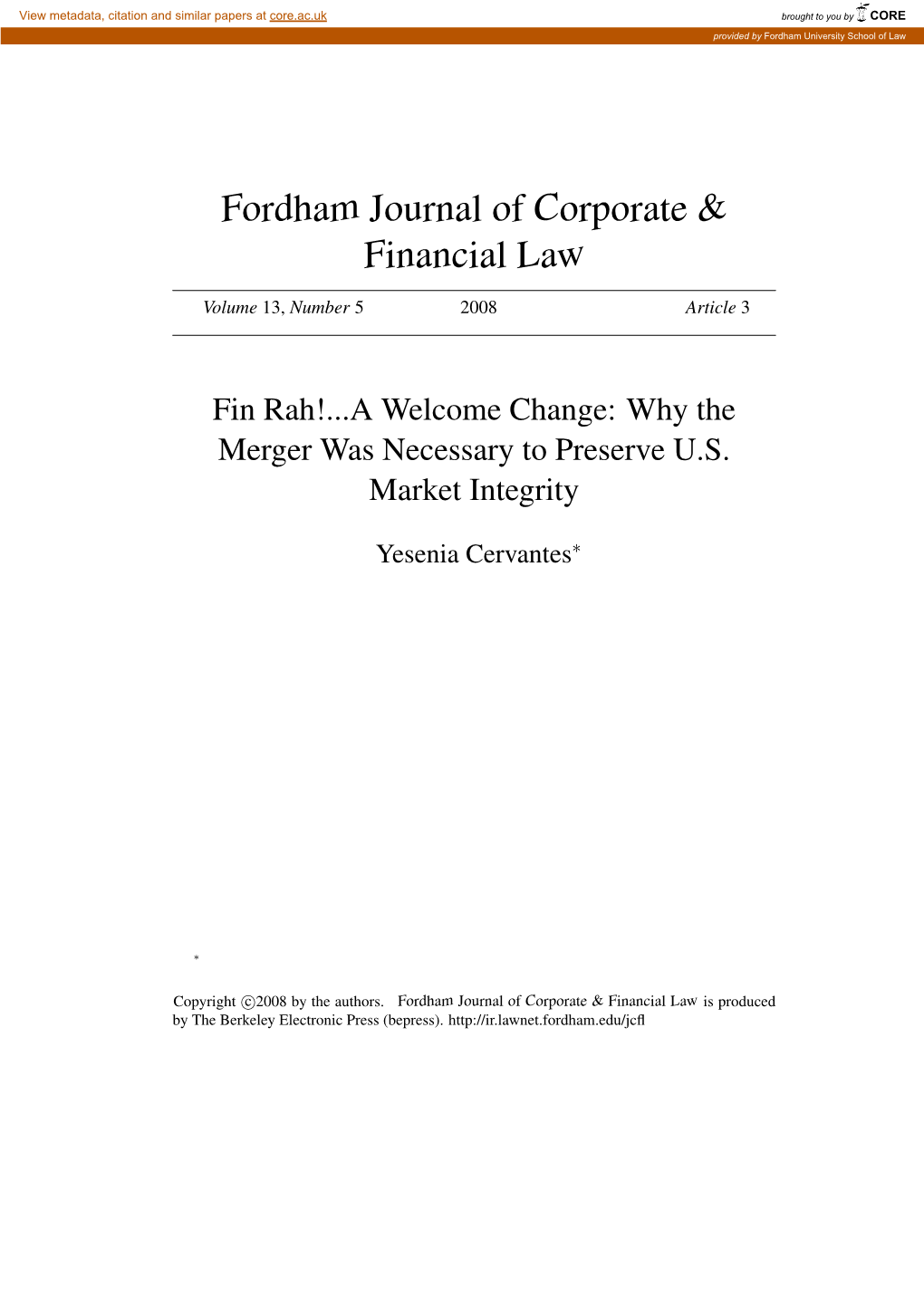 Fordham Journal of Corporate & Financial