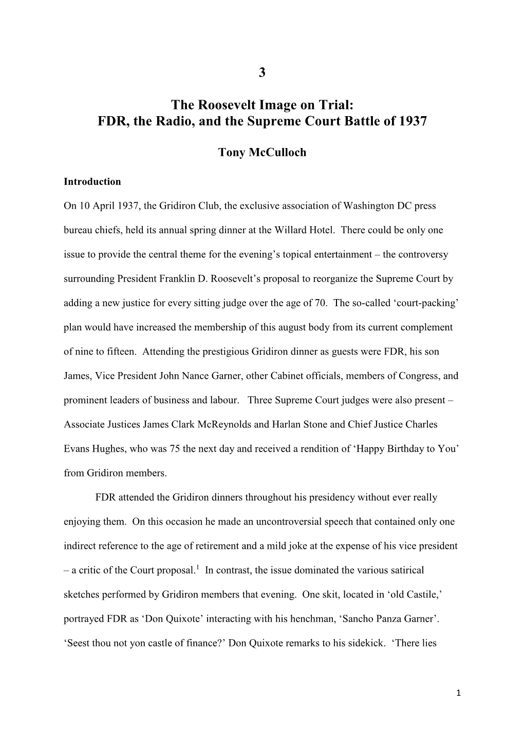 3 the Roosevelt Image on Trial: FDR, the Radio, and the Supreme Court