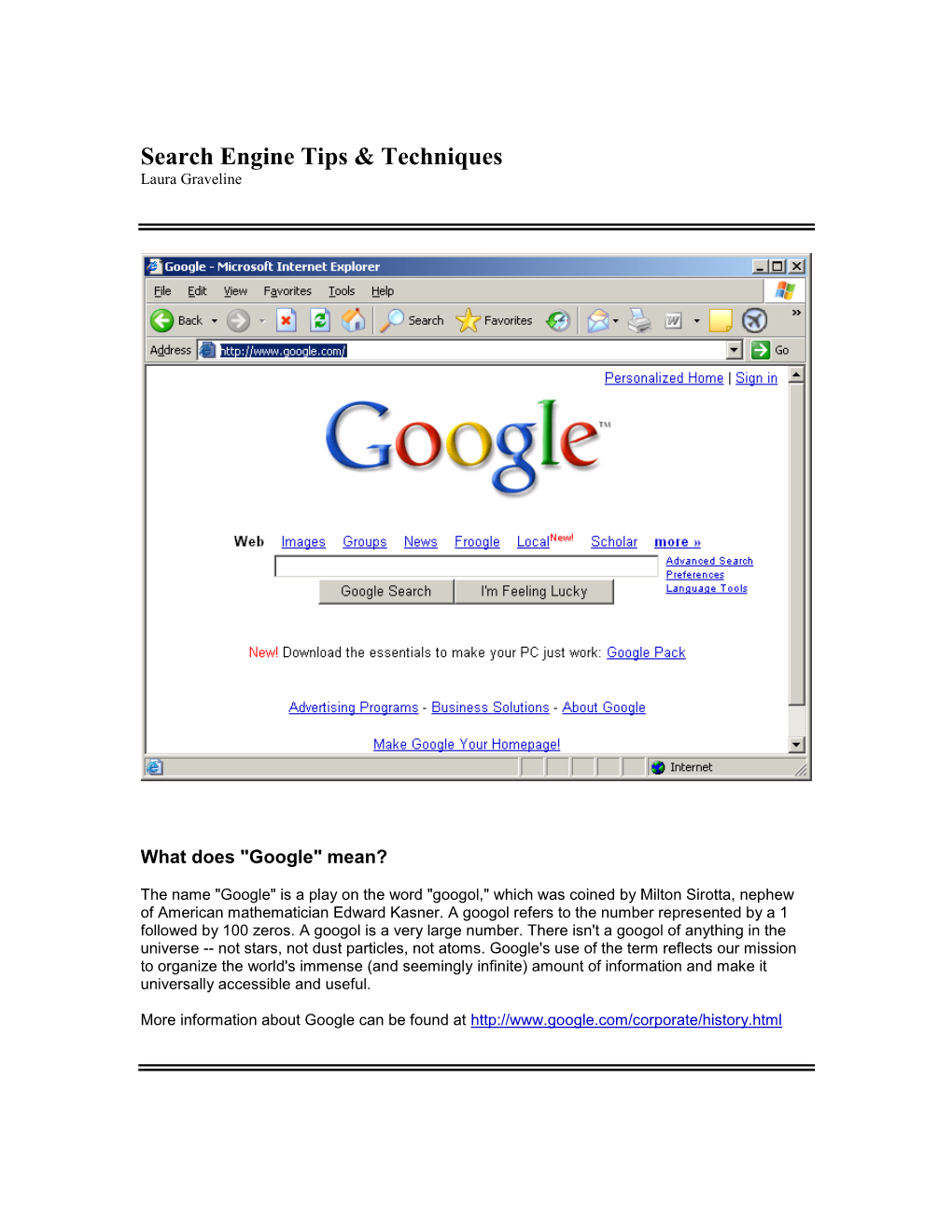 Search Engine Tips & Terms