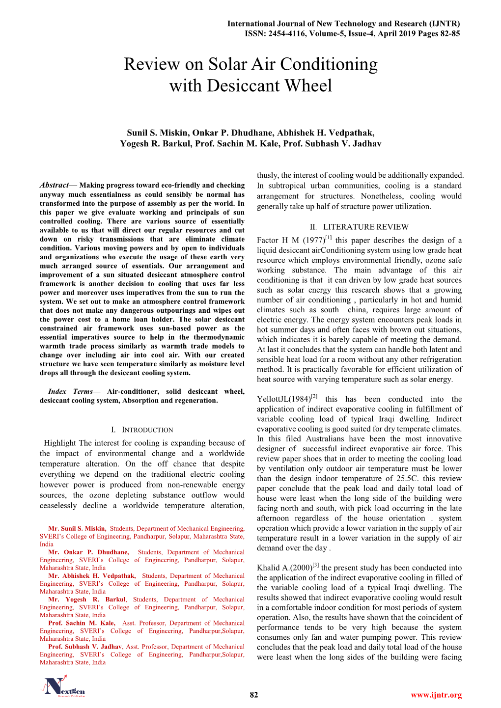 Review on Solar Air Conditioning with Desiccant Wheel