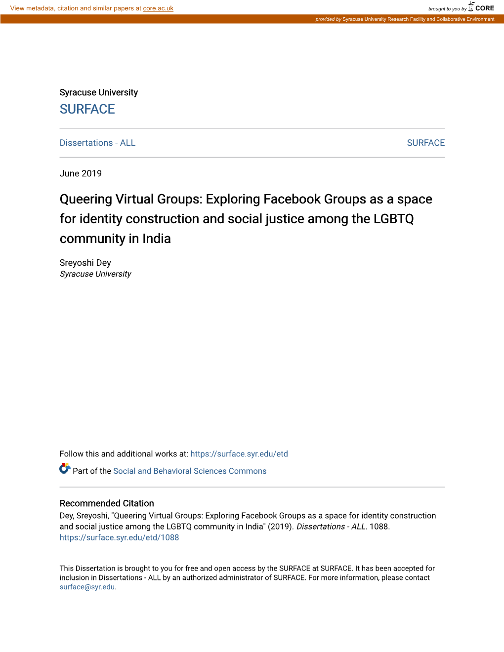 Exploring Facebook Groups As a Space for Identity Construction and Social Justice Among the LGBTQ Community in India
