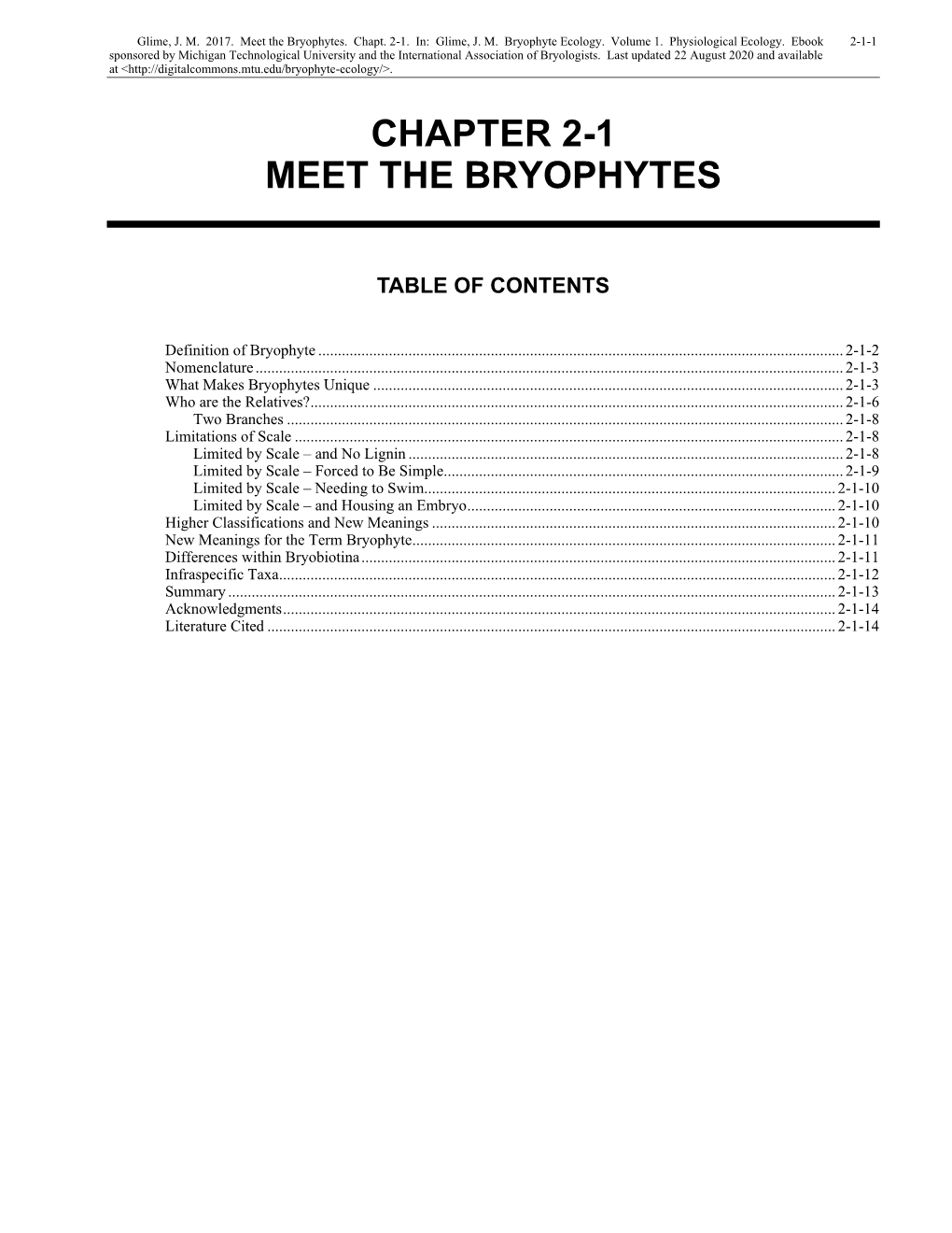 Meet the Bryophytes