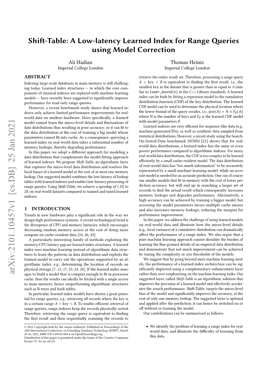 Shift-Table: a Low-Latency Learned Index for Range Queries Using Model Correction