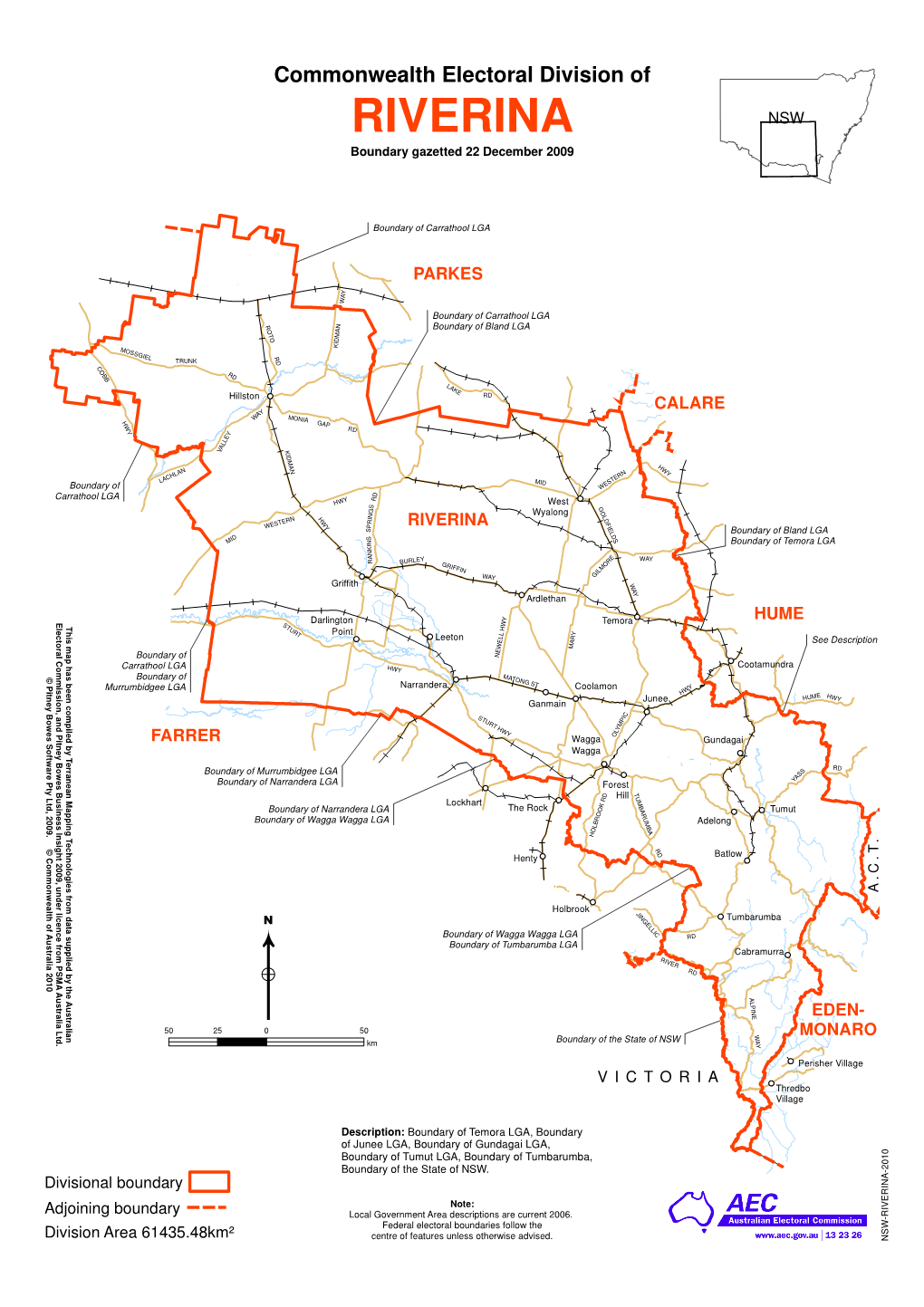 RIVERINA NSW Boundary Gazetted 22 December 2009