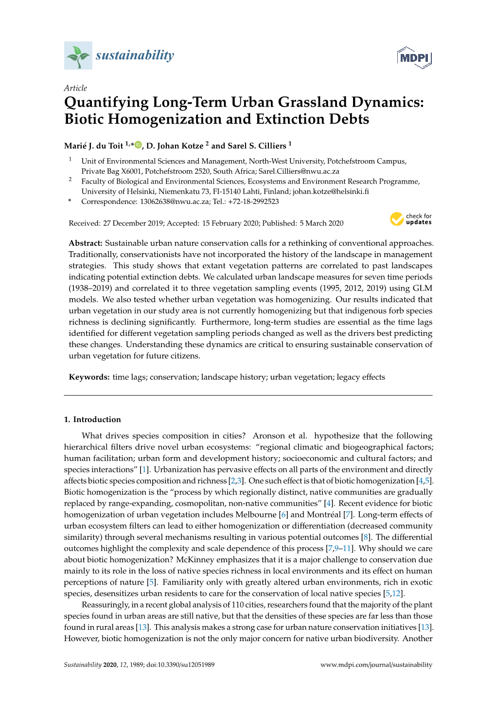 Biotic Homogenization and Extinction Debts