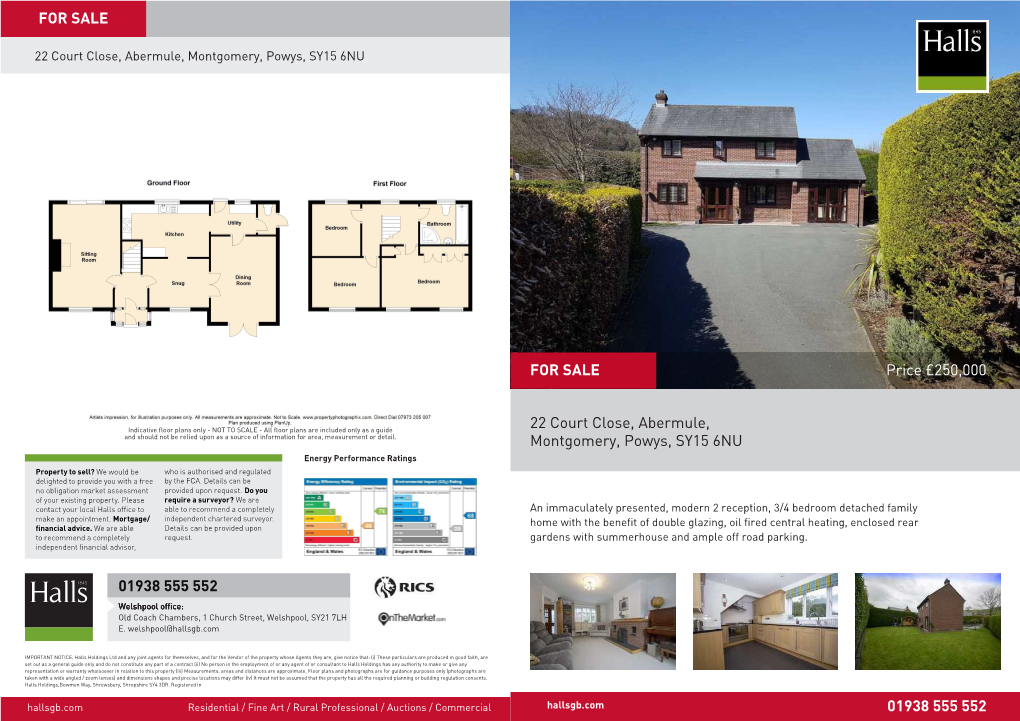 Price £250,000 22 Court Close, Abermule, Montgomery, Powys