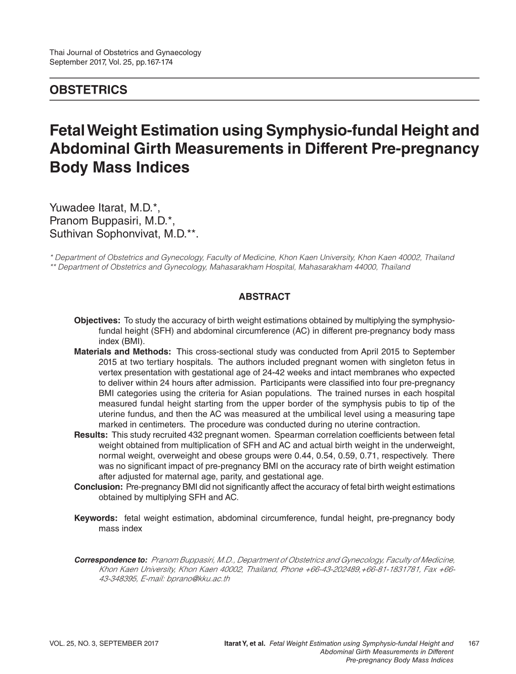 Fetal Weight Estimation Using Symphysio-Fundal Height and Abdominal Girth Measurements in Different Pre-Pregnancy Body Mass Indices