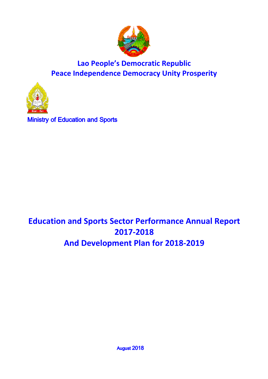 Education and Sports Sector Performance Annual Report 2017-2018 and Development Plan for 2018-2019