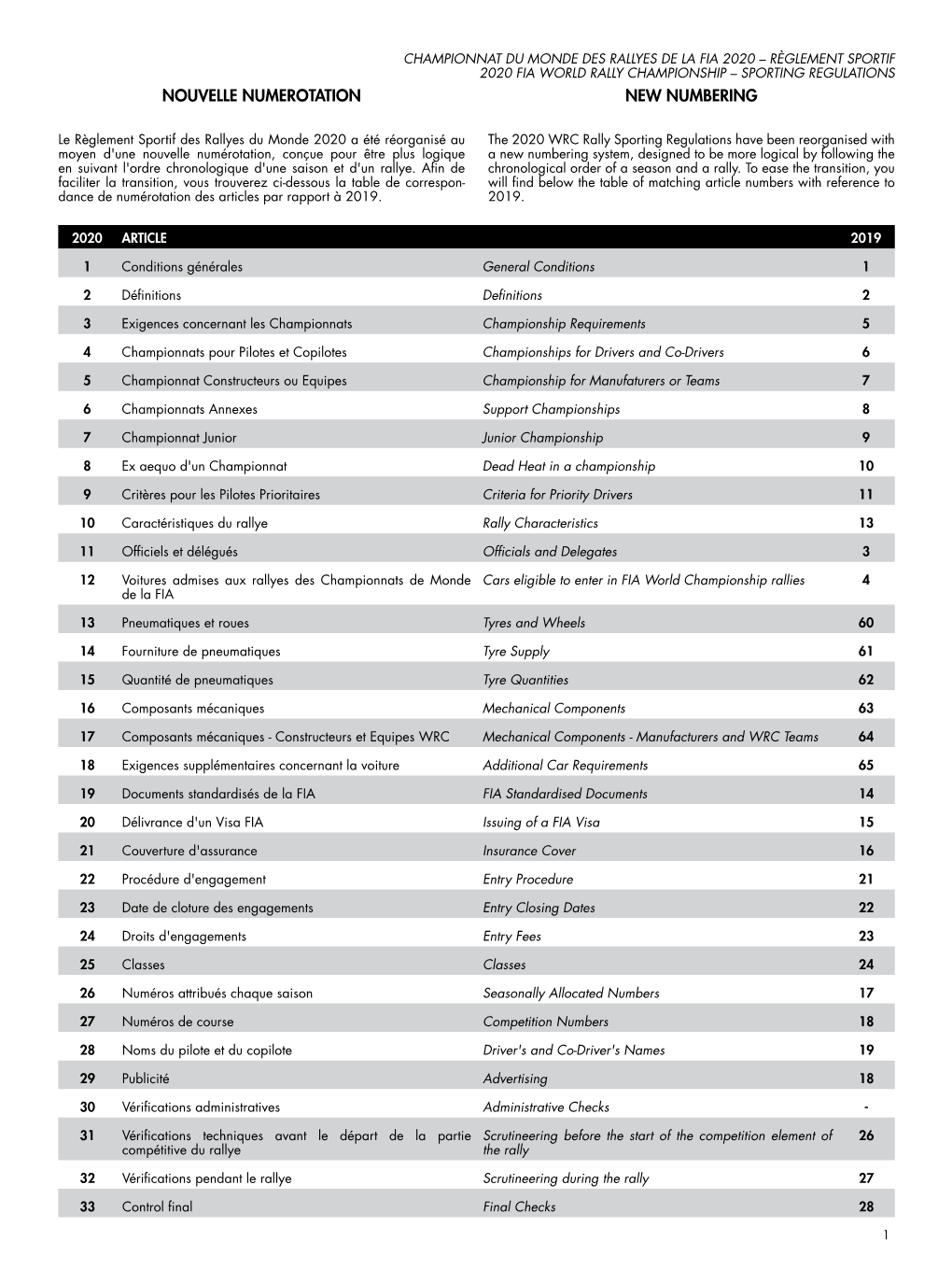 Nouvelle Numerotation New Numbering