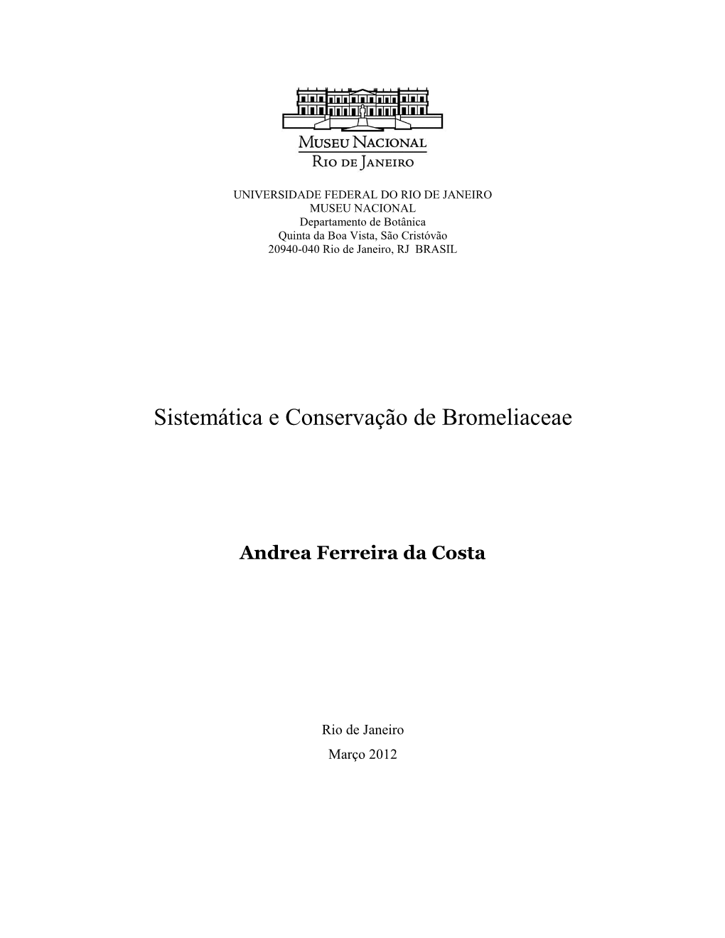 Sistemática E Conservação De Bromeliaceae