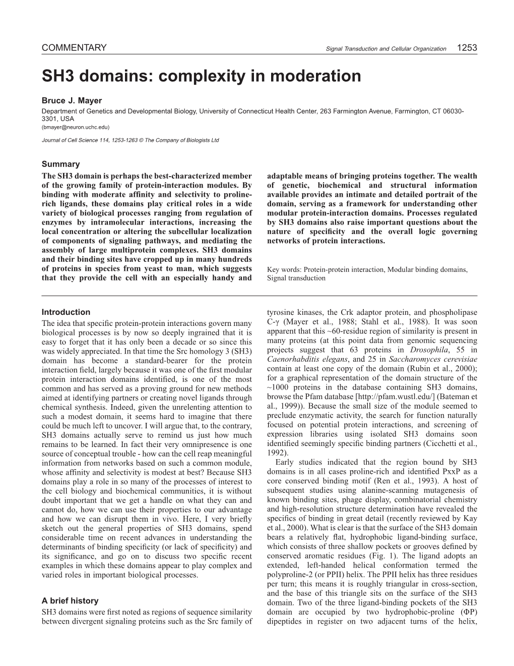 SH3 Domains: Complexity in Moderation
